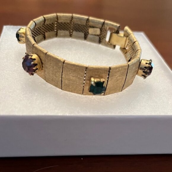 Vintage Act II Gold Tone Jeweled Bracelet - Picture 3 of 9